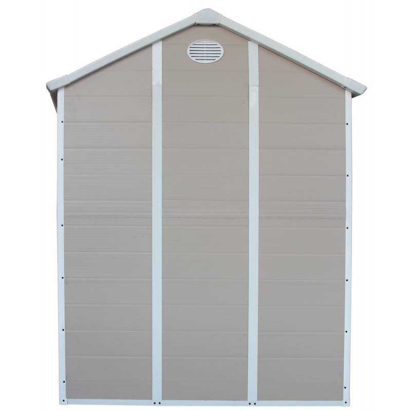 Abri de jardin résine beige 3,65m² avec kit de fondation et double porte Jôbu - Image 7
