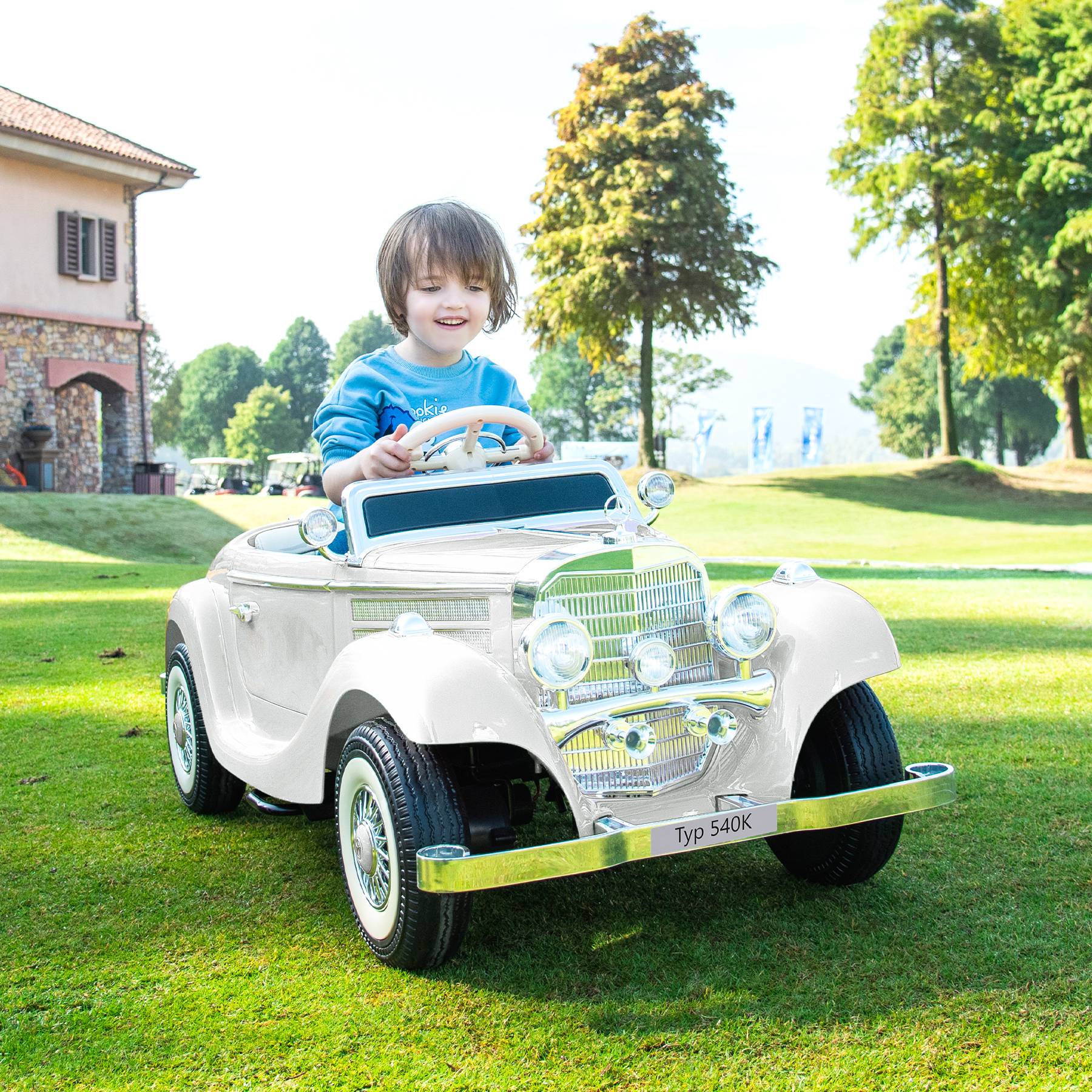 0 - Voiture électrique pour enfants Mercedes Benz Vintage Retro Classic 12 V - Blanc - Image 2
