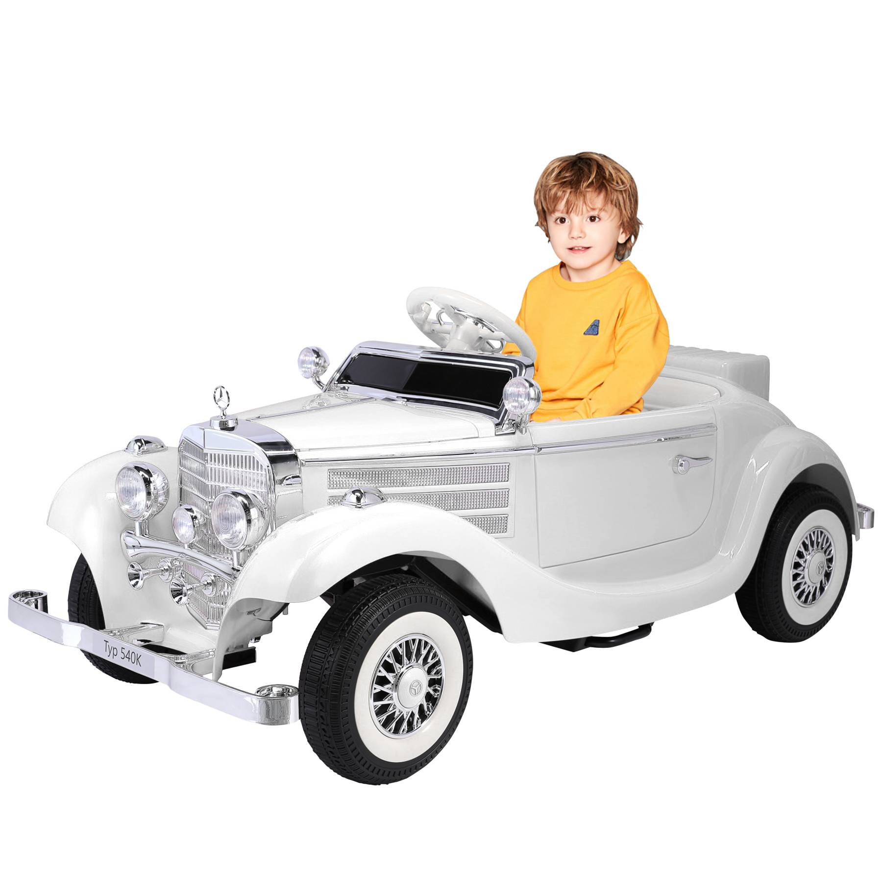 0 - Voiture électrique pour enfants Mercedes Benz Vintage Retro Classic 12 V - Blanc - Image 1