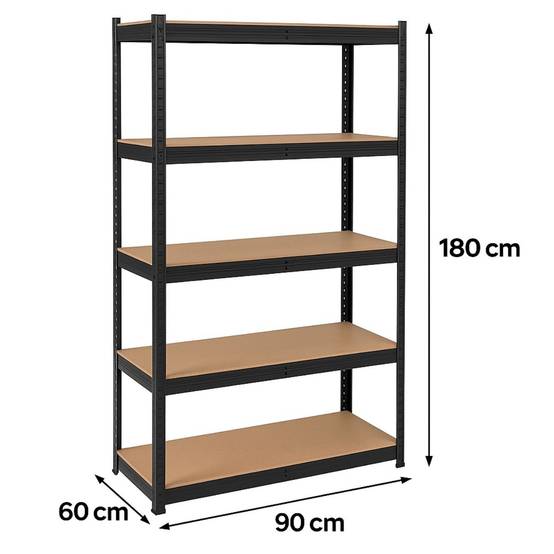 Intec - Etagère de Rangement Noire 90 x 60 x H180cm - Rayonnage Métal Haute qualité 5 Plateaux Charges lourdes 1500kg INTEC - Image 2