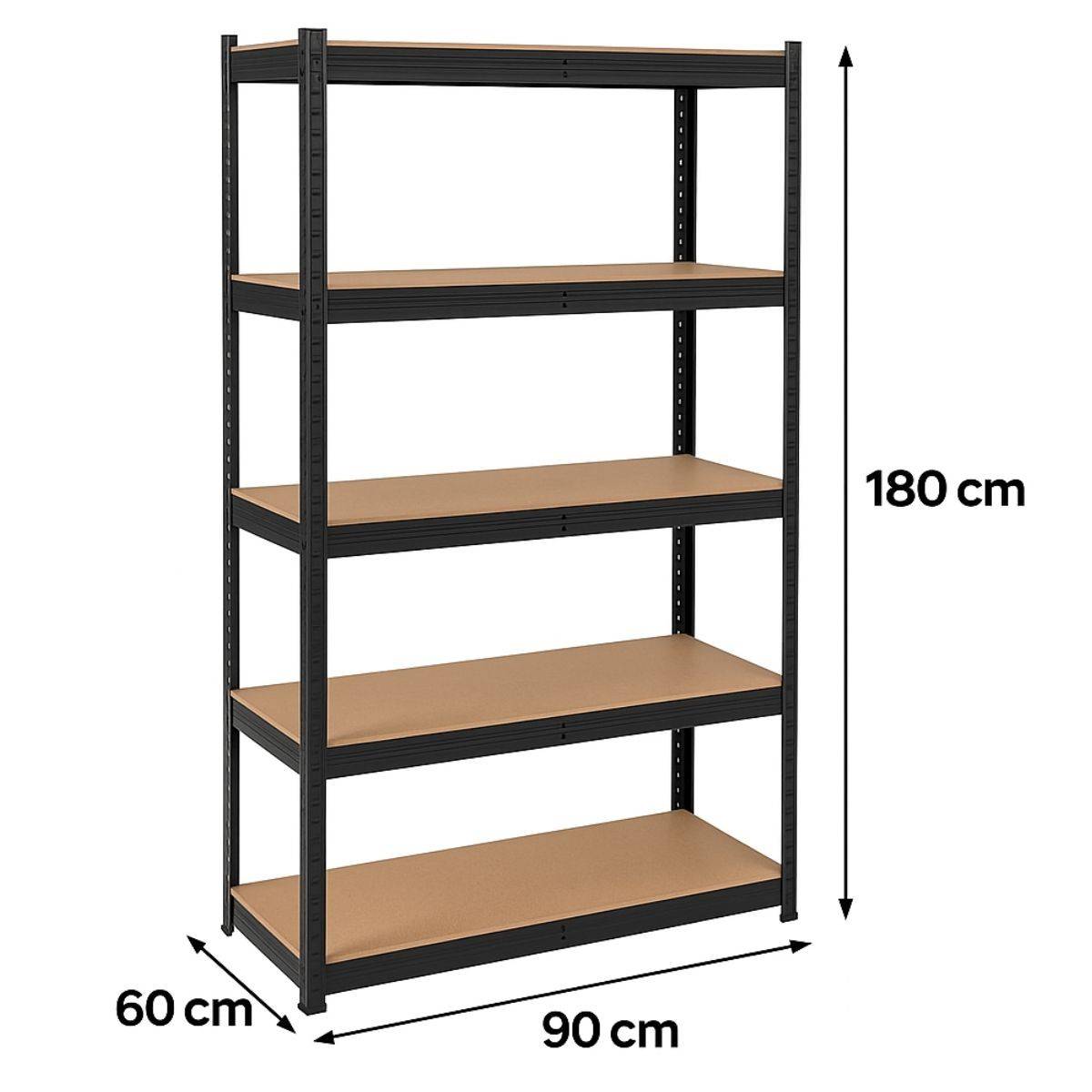 Intec - Etagère de Rangement Noire 90 x 60 x H180cm - Rayonnage Métal Haute qualité 5 Plateaux Charges lourdes 1500kg INTEC - Image 2