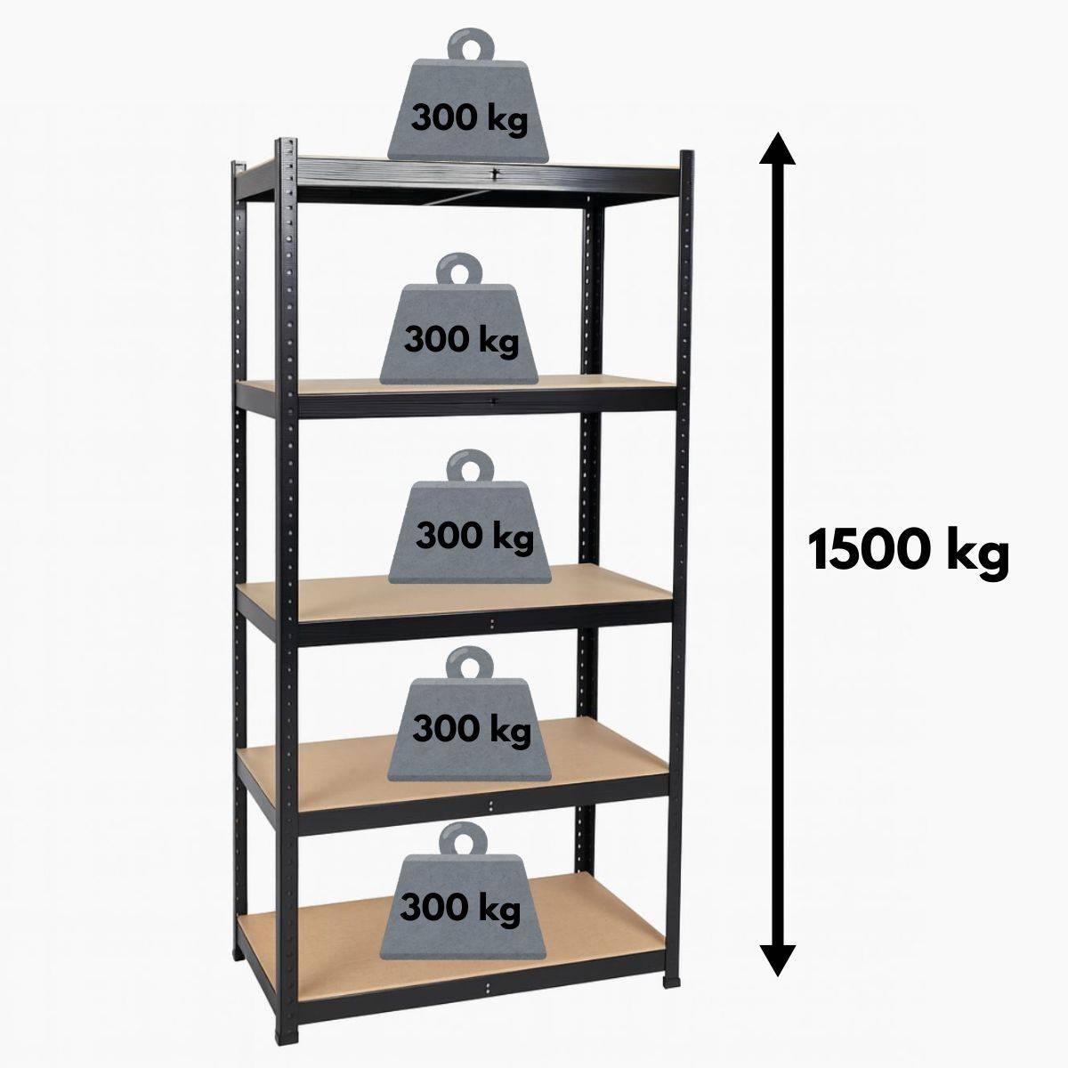 Intec - Etagère de Rangement Noire 90 x 60 x H180cm - Rayonnage Métal Haute qualité 5 Plateaux Charges lourdes 1500kg INTEC - Image 3