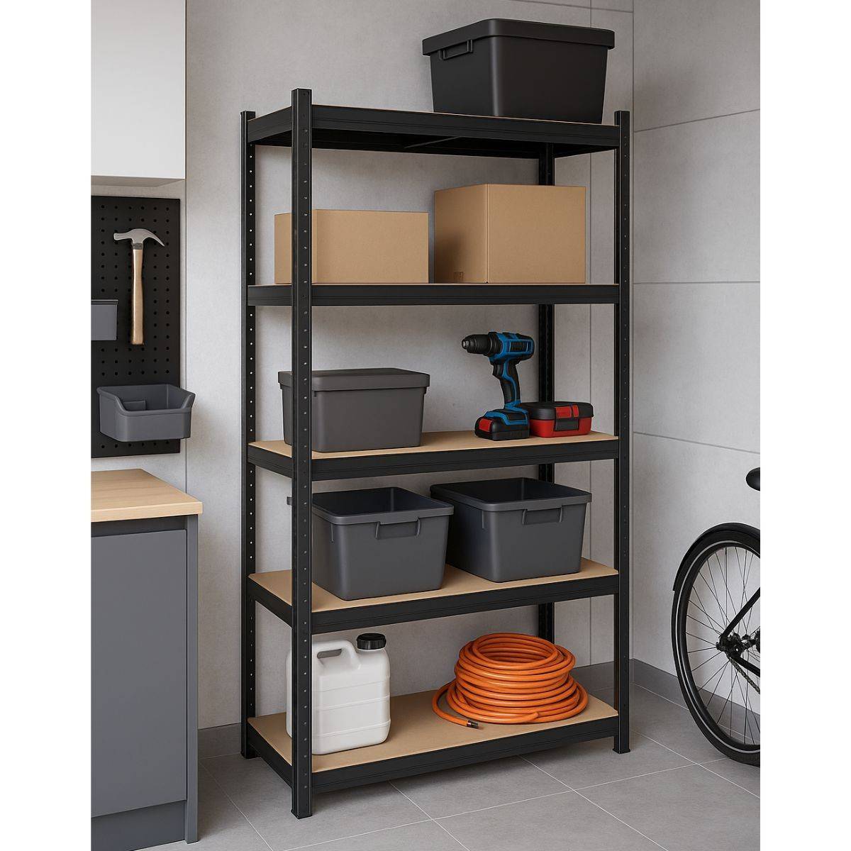 Intec - Etagère de Rangement Noire 90 x 60 x H180cm - Rayonnage Métal Haute qualité 5 Plateaux Charges lourdes 1500kg INTEC - Image 4