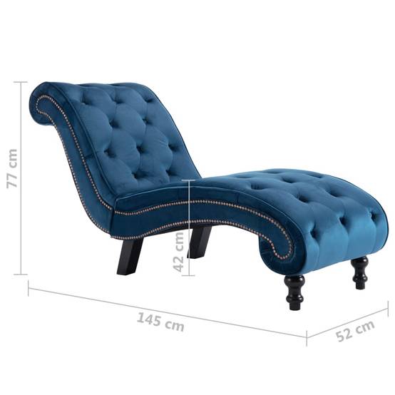 Maison Chic - Chaise longue | Transat | Bain de soleil Bleu Velours - Image 8