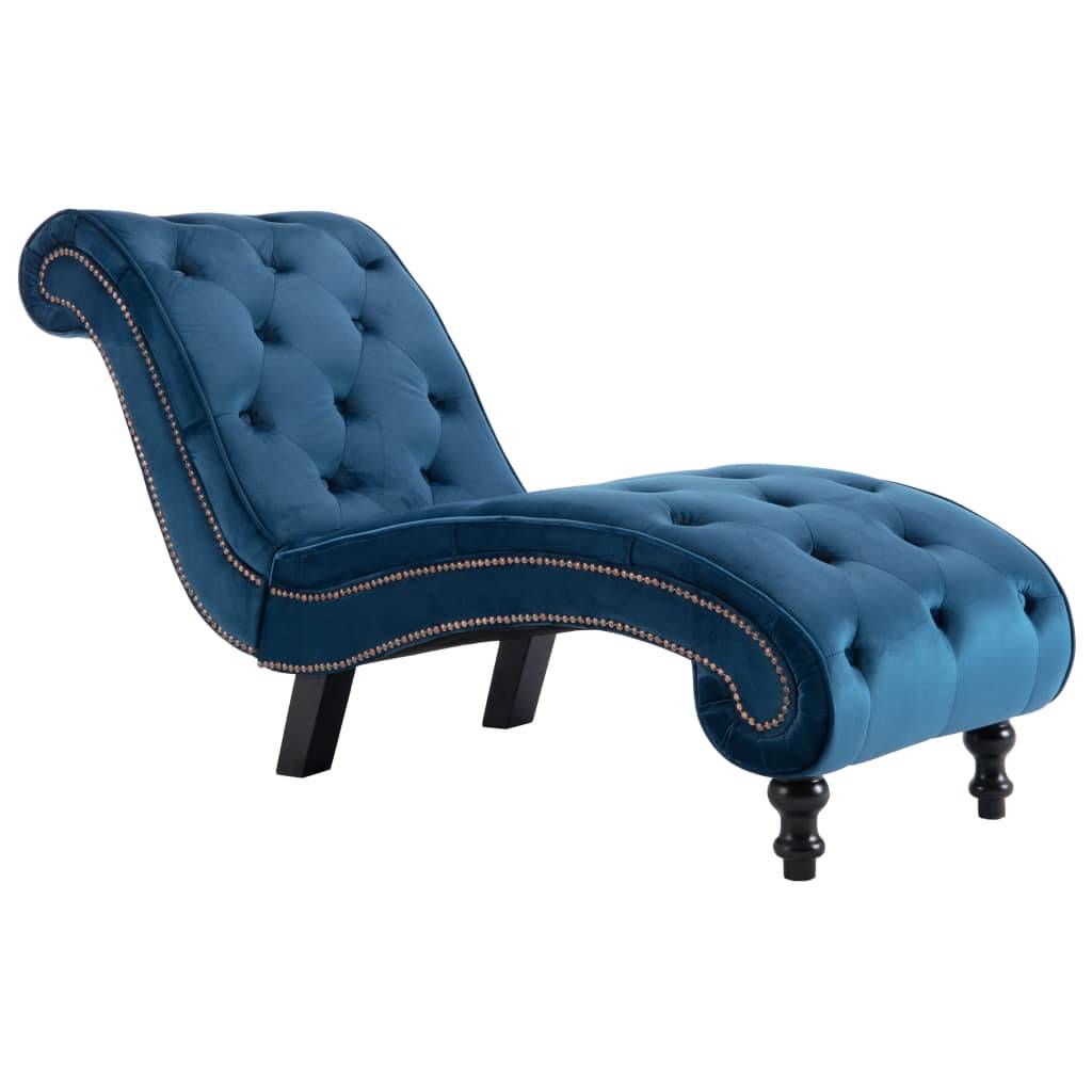 Maison Chic - Chaise longue | Transat | Bain de soleil Bleu Velours - Image 1