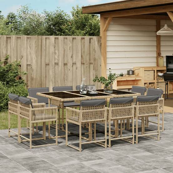 Vidaxl - Ensemble à manger de jardin et coussins 11 pcs mélange beige vidaXL 3211572 - Image 1