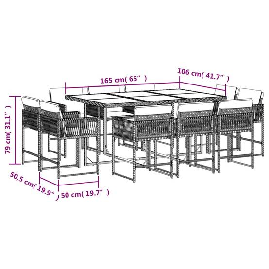 Vidaxl - Ensemble à manger de jardin et coussins 11 pcs mélange beige vidaXL 3211572 - Image 3