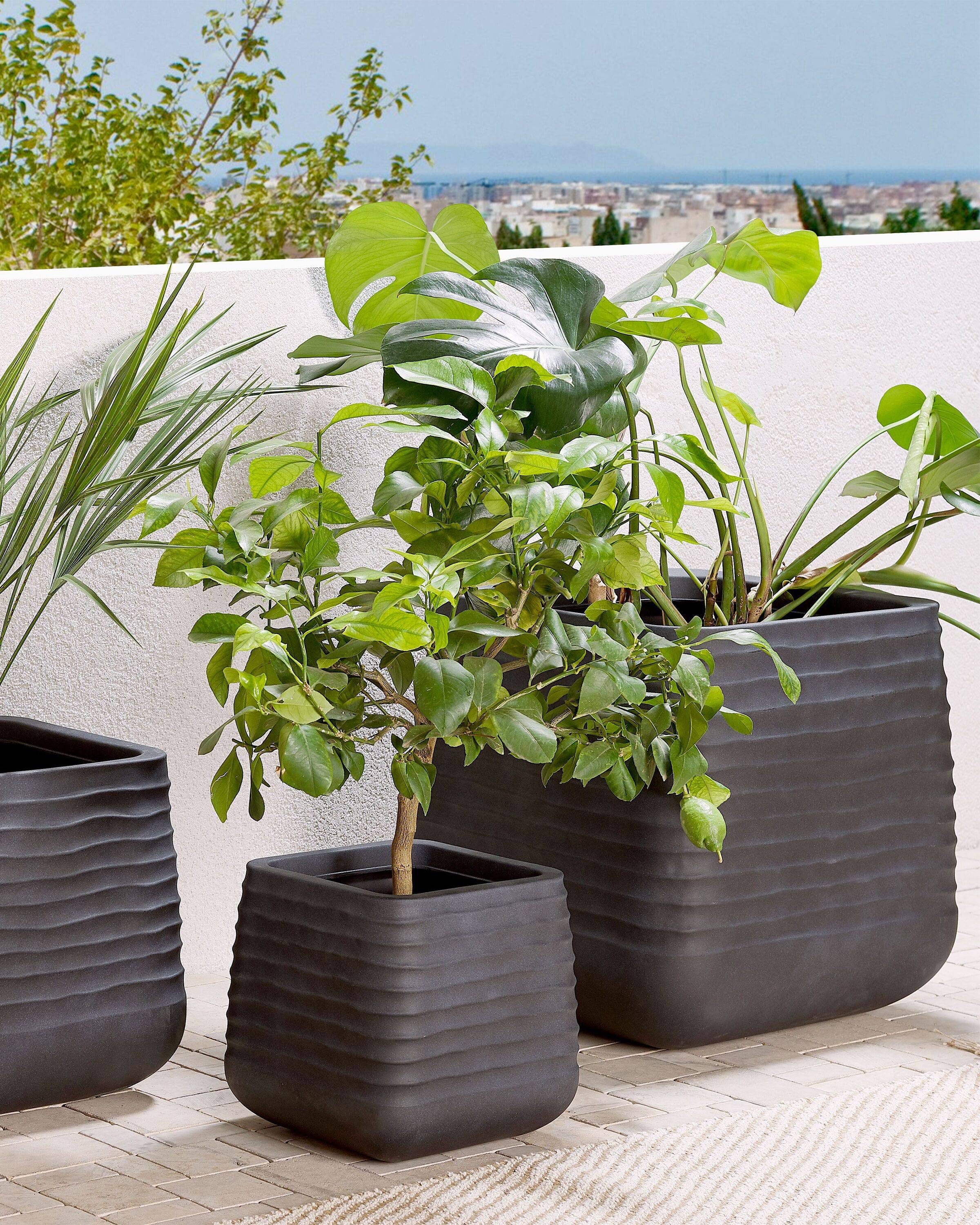 Beliani - Pot de Fleurs Cache-pot Carré 38x38 cm Noir Matières Résistantes Idéal pour Intérieur et Extérieur au Style Moderne et Scandinave Beliani - Image 2
