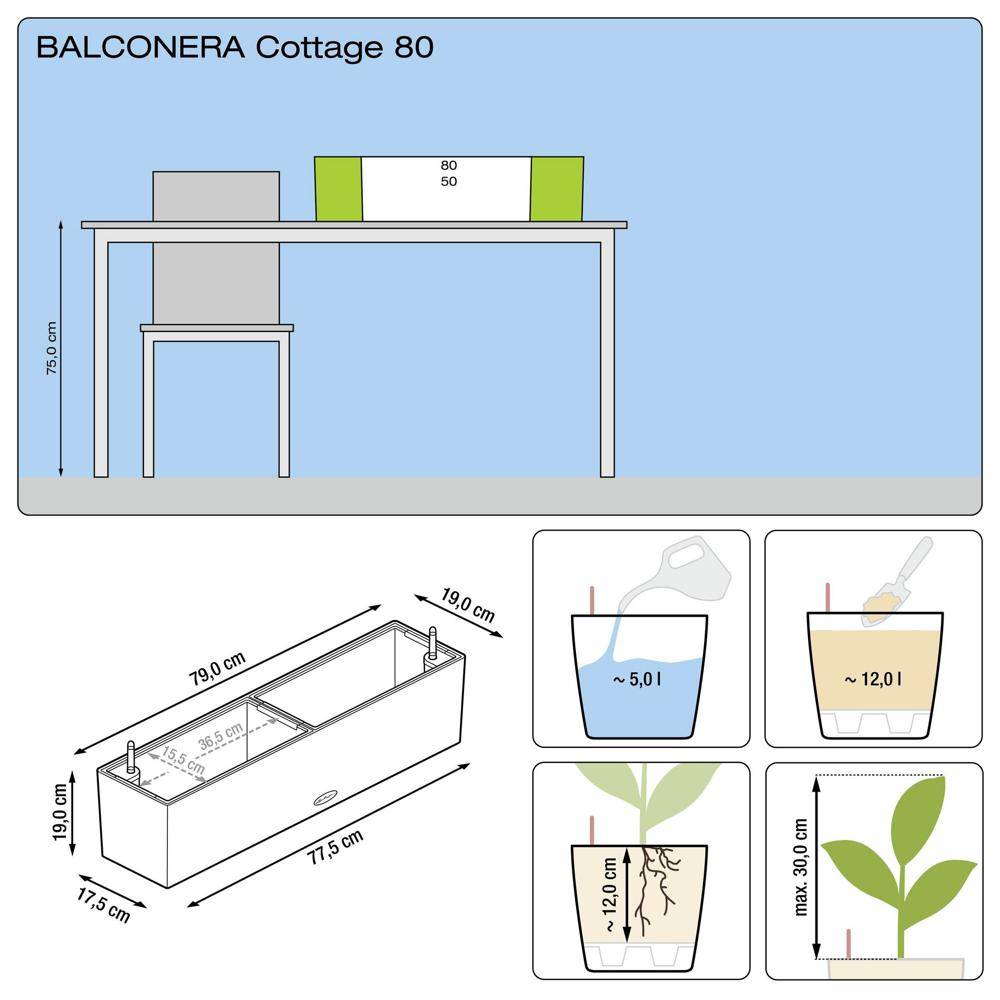 Lechuza - Pot Balconera Cottage 80 - kit complet, moka - 80 cm Lechuza - Image 2