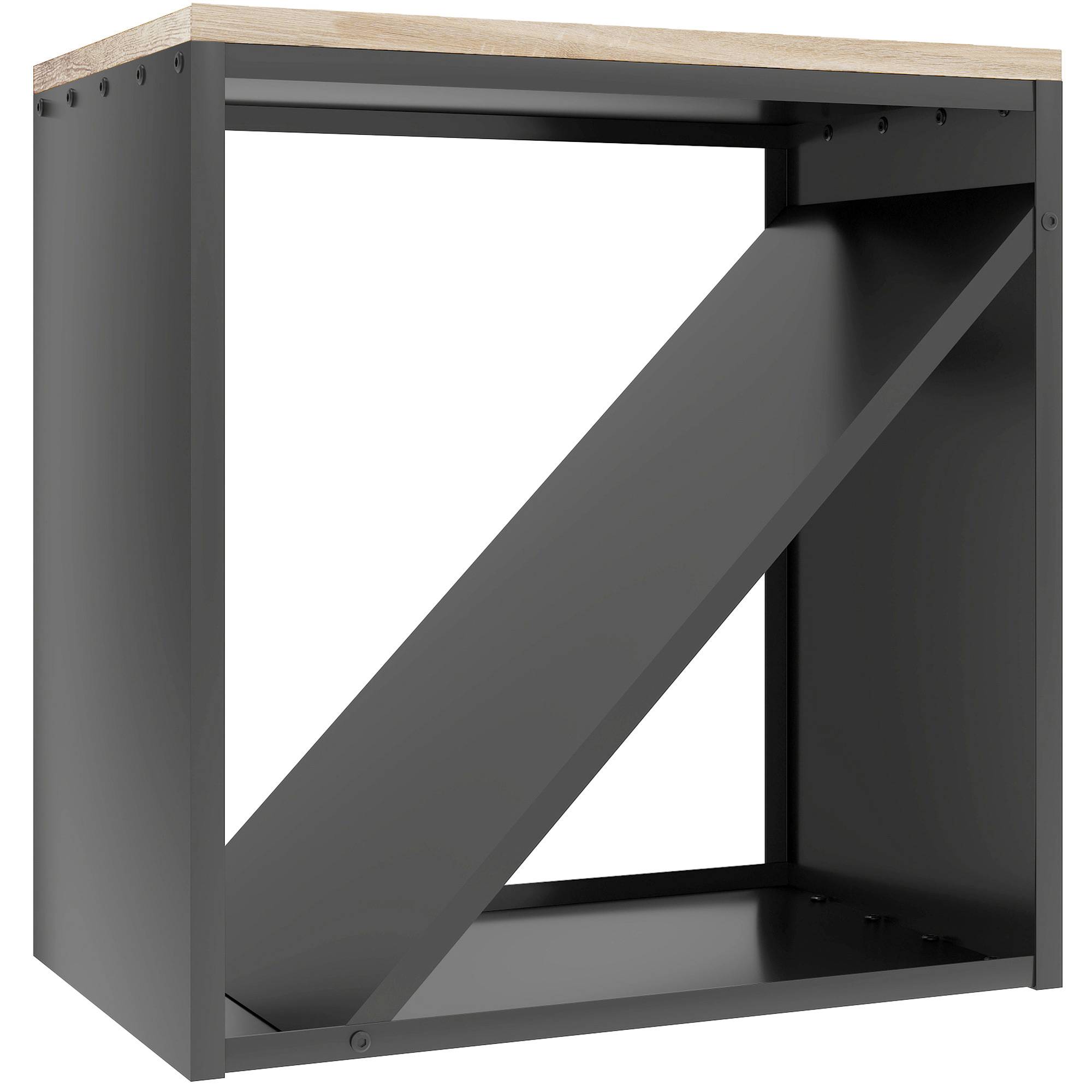 ComfortXL - Porte-bûches 2-en-1 métal et sapin noir 58 x 36 x 60 cm pour cheminée avec séparateur tablette charge 100 kg - Image 9