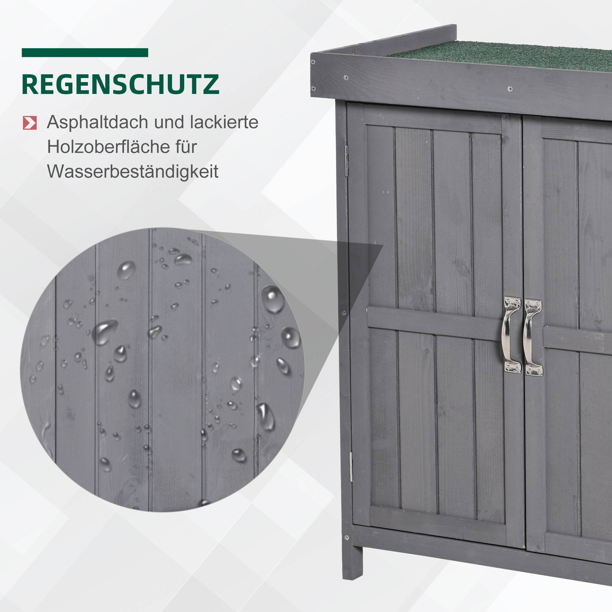 Armoire de Jardin Bois Sapin Rangement Outils Extérieur Double Porte Étagères Gris 74x43cm - ComfortXL Outdoor Living - Image 4