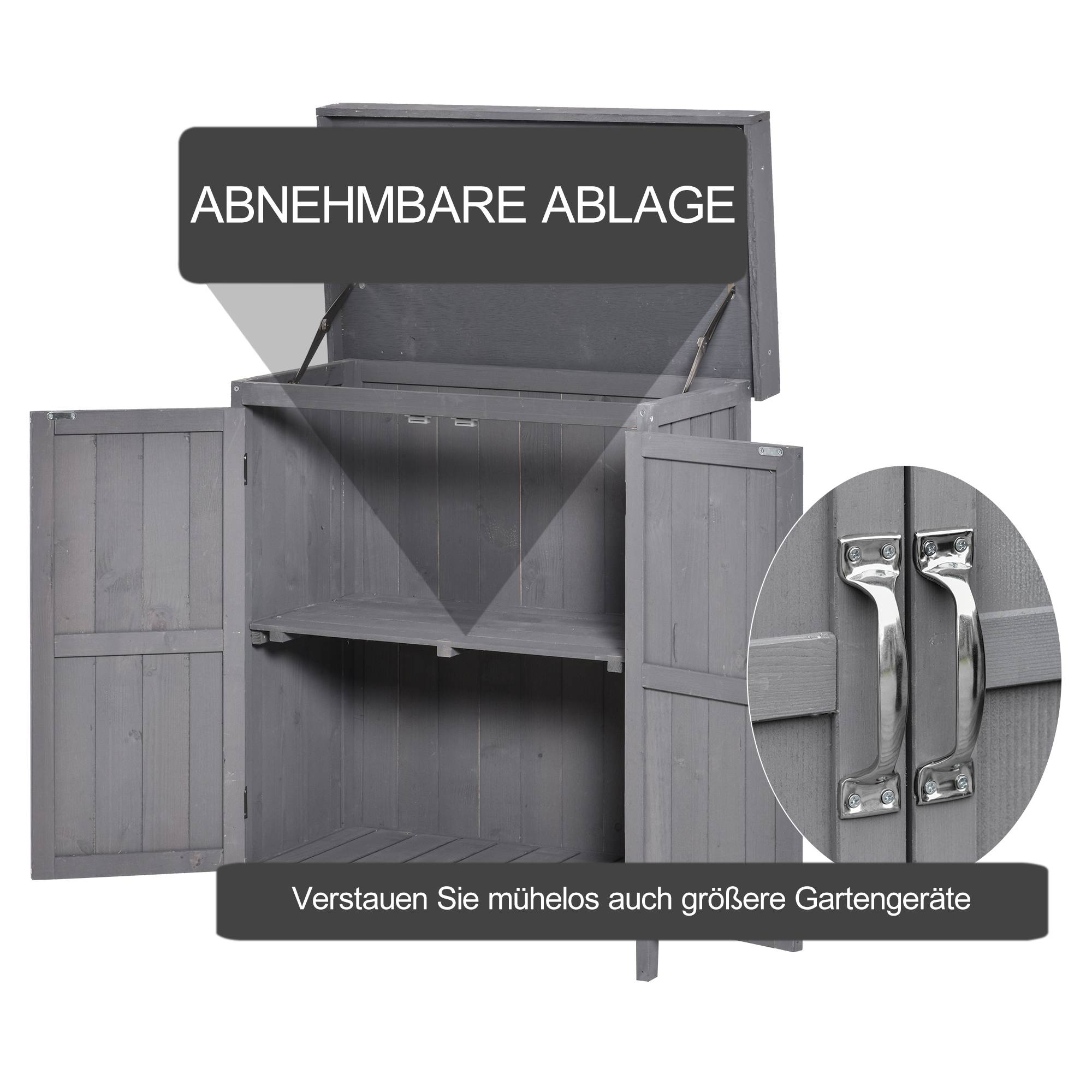 Armoire de Jardin Bois Sapin Rangement Outils Extérieur Double Porte Étagères Gris 74x43cm - ComfortXL Outdoor Living - Image 6