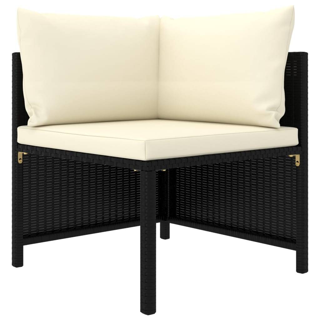 Helloshop26 - Salon de jardin meuble d'extérieur ensemble de mobilier 6 pièces avec coussins résine tressée noir - Image 2