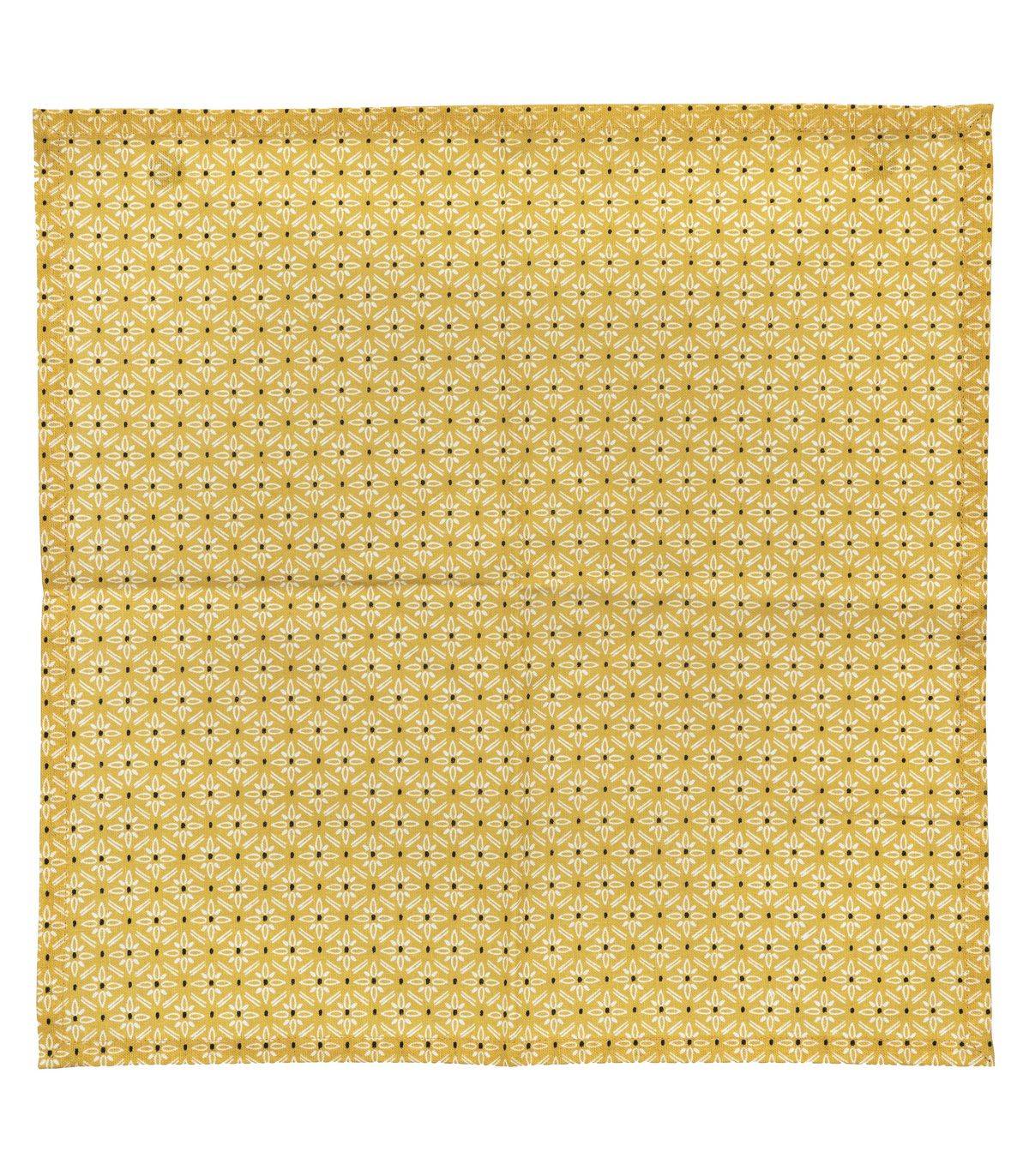 Lot de 4 Serviettes de table en Coton Ocre imprimé Paty 40 x 40 cm - Image 2
