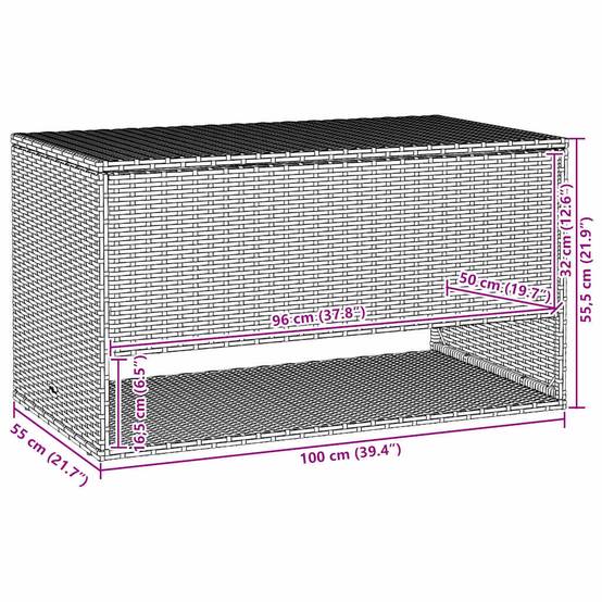 Coffre à Coussins d'Extérieur Résine Tressée Imperméable avec Vérin à Gaz pour Jardin Noir 100x55x55.5 cm – ComfortXL Outdoor Living - Image 10