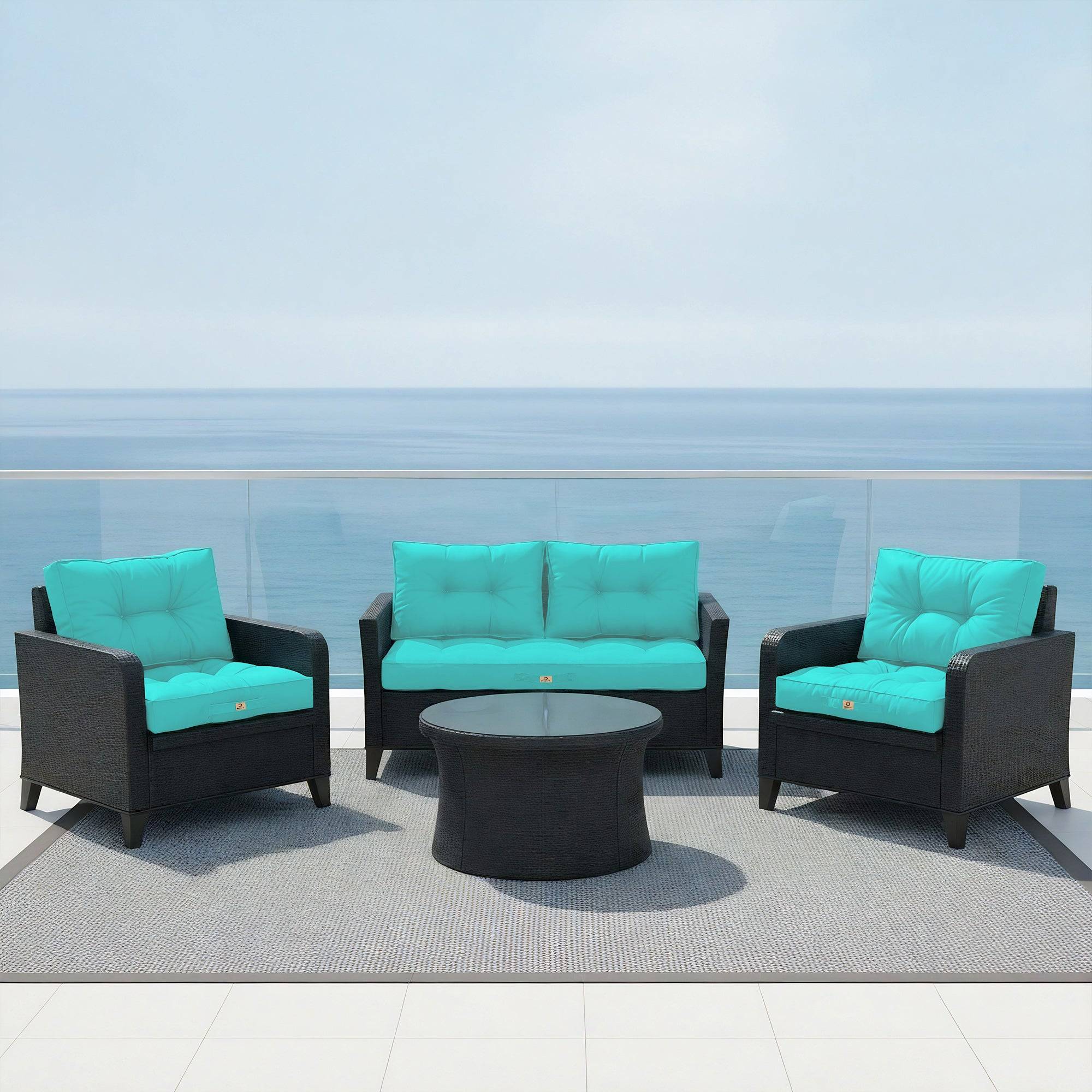 Coussins pour salon de jardin capitonné 60x60cm Bleu caraibes - Déco arts - Image 6