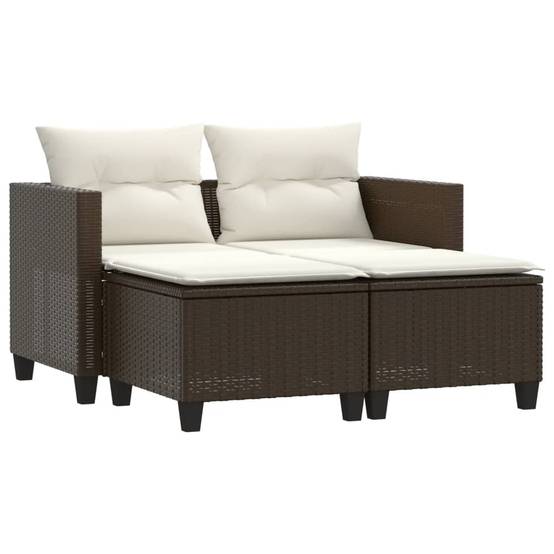 ComfortXL - Canapé Extérieur 2 Personnes Rotin Synthétique avec Tabourets Assortis – Salon Jardin Brun – ComfortXL Outdoor Living - Image 2