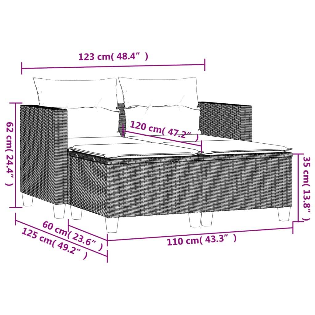 ComfortXL - Canapé Extérieur 2 Personnes Rotin Synthétique avec Tabourets Assortis – Salon Jardin Brun – ComfortXL Outdoor Living - Image 9