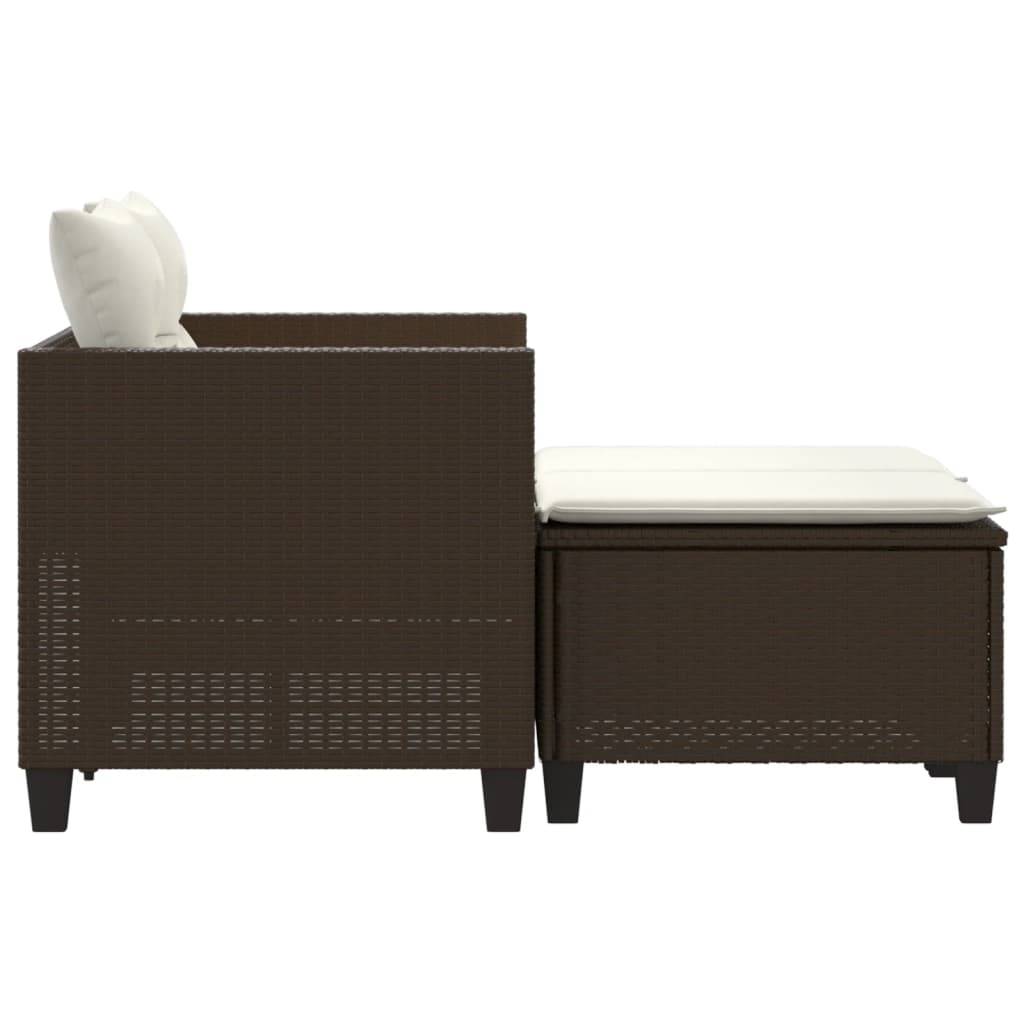 ComfortXL - Canapé Extérieur 2 Personnes Rotin Synthétique avec Tabourets Assortis – Salon Jardin Brun – ComfortXL Outdoor Living - Image 5