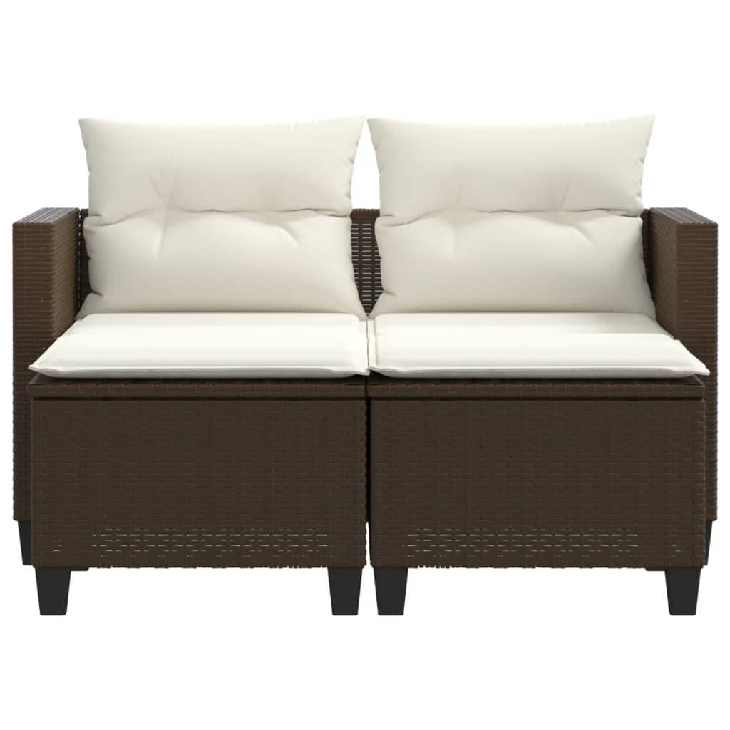ComfortXL - Canapé Extérieur 2 Personnes Rotin Synthétique avec Tabourets Assortis – Salon Jardin Brun – ComfortXL Outdoor Living - Image 4