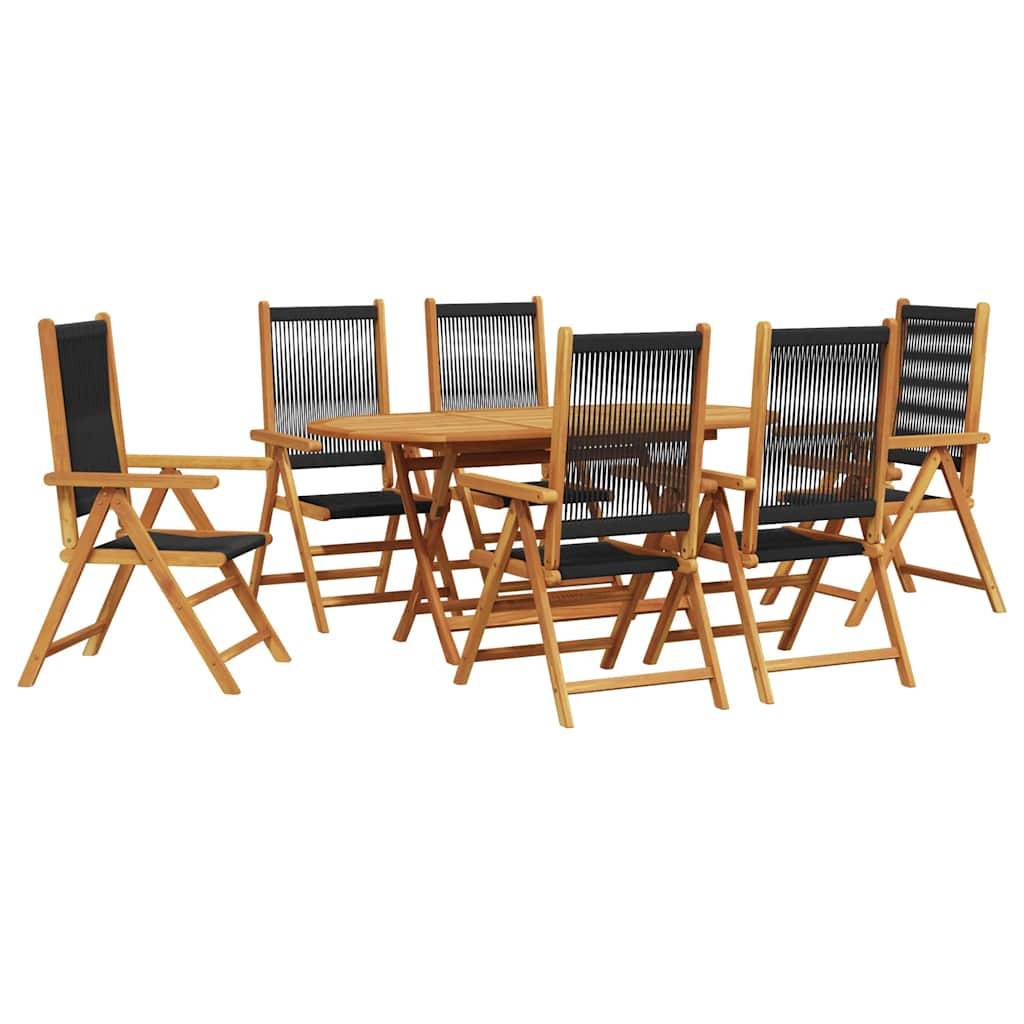 Grand Salon de Jardin Ovale Pliant 6 Personnes Bois et Polyrotin pour Extérieur Noir – ComfortXL Outdoor Living - Image 2