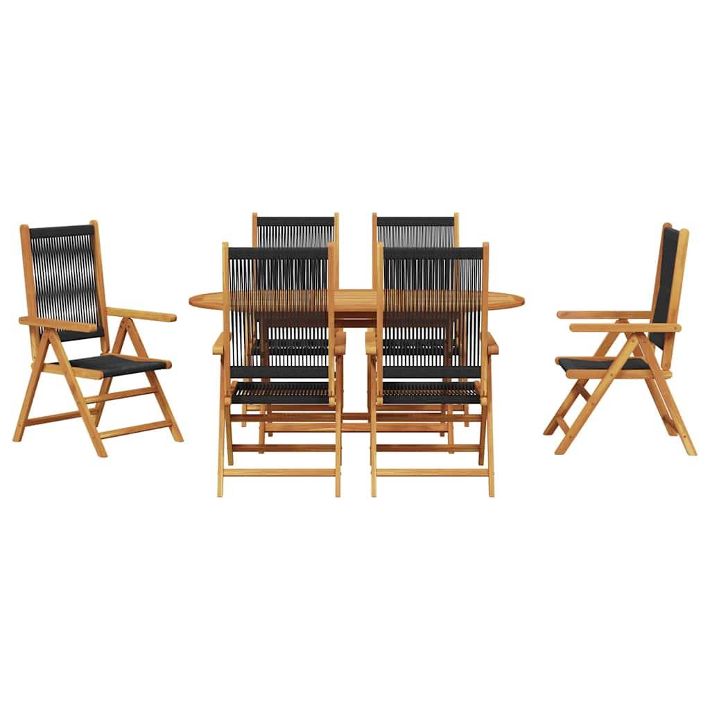 Grand Salon de Jardin Ovale Pliant 6 Personnes Bois et Polyrotin pour Extérieur Noir – ComfortXL Outdoor Living - Image 7