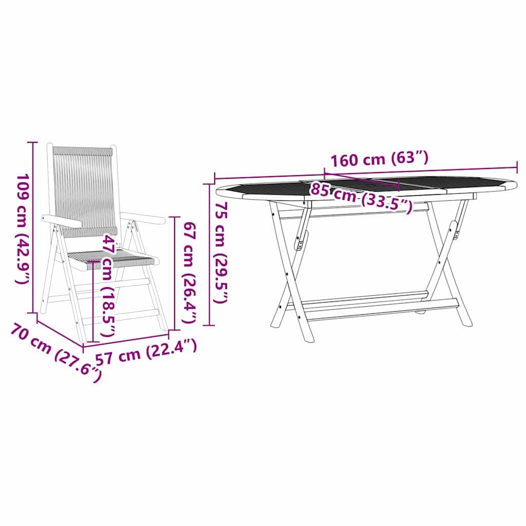 Grand Salon de Jardin Ovale Pliant 6 Personnes Bois et Polyrotin pour Extérieur Noir – ComfortXL Outdoor Living - Image 3