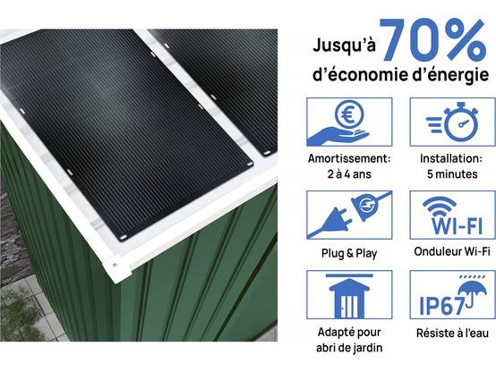 Abri De Jardin Métal - "rosas " - 10,85 M² Avec Panneaux Solaires - Vert -habitat Et Jardin - Image 3