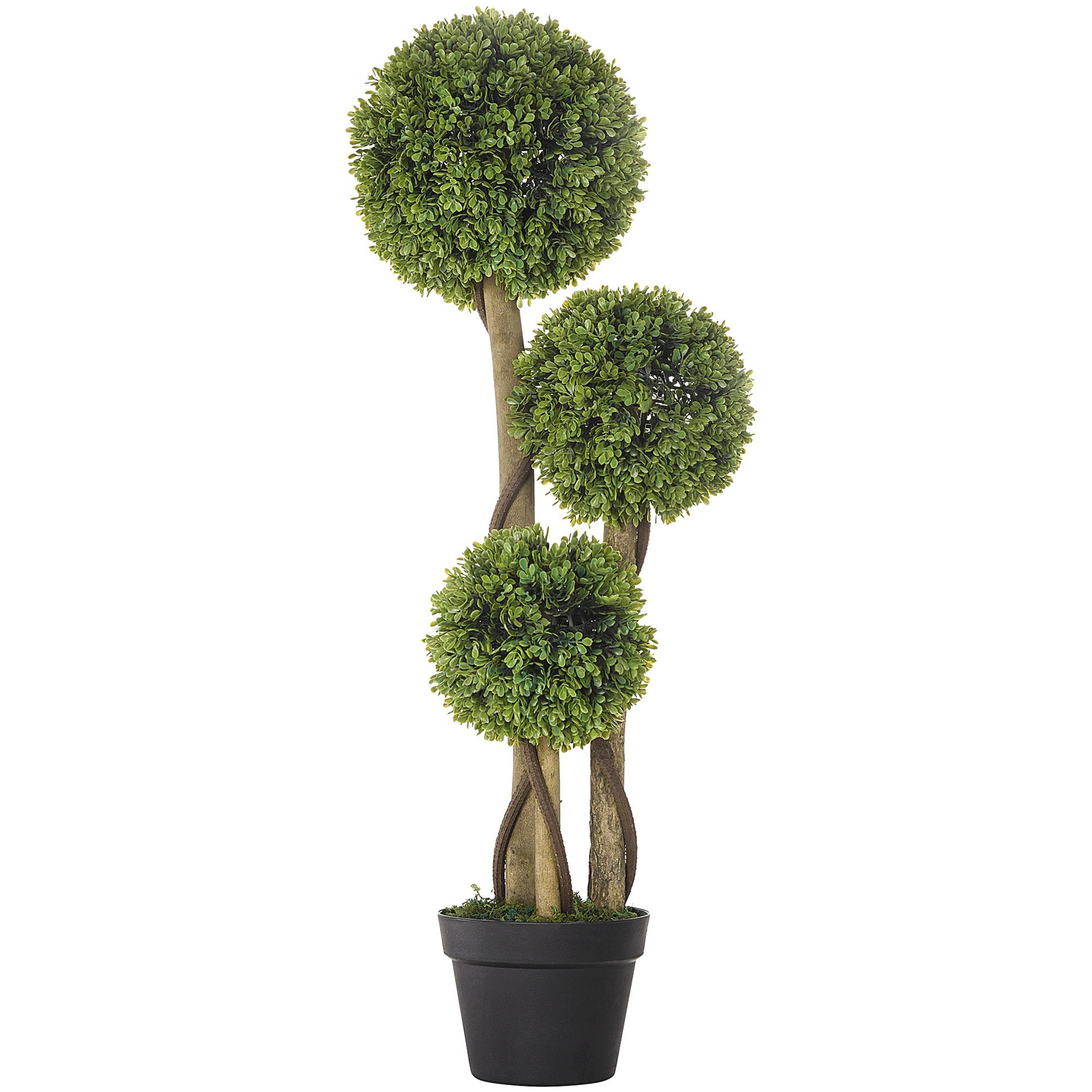 Buis Artificiel Triple Boule Plastique Entrée Terrasse Décoration Élégante 90cm Vert - ComfortXL Outdoor Living - Image 1