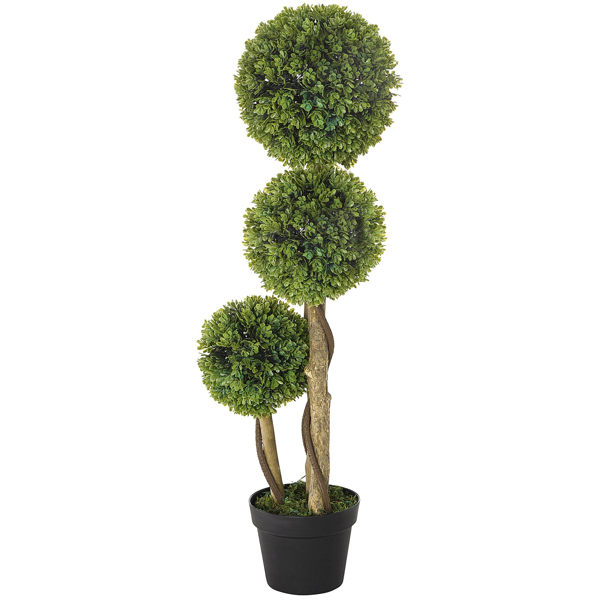 Buis Artificiel Triple Boule Plastique Entrée Terrasse Décoration Élégante 90cm Vert - ComfortXL Outdoor Living - Image 2