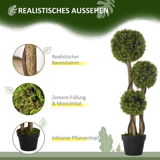 Buis Artificiel Triple Boule Plastique Entrée Terrasse Décoration Élégante 90cm Vert - ComfortXL Outdoor Living - Image 6
