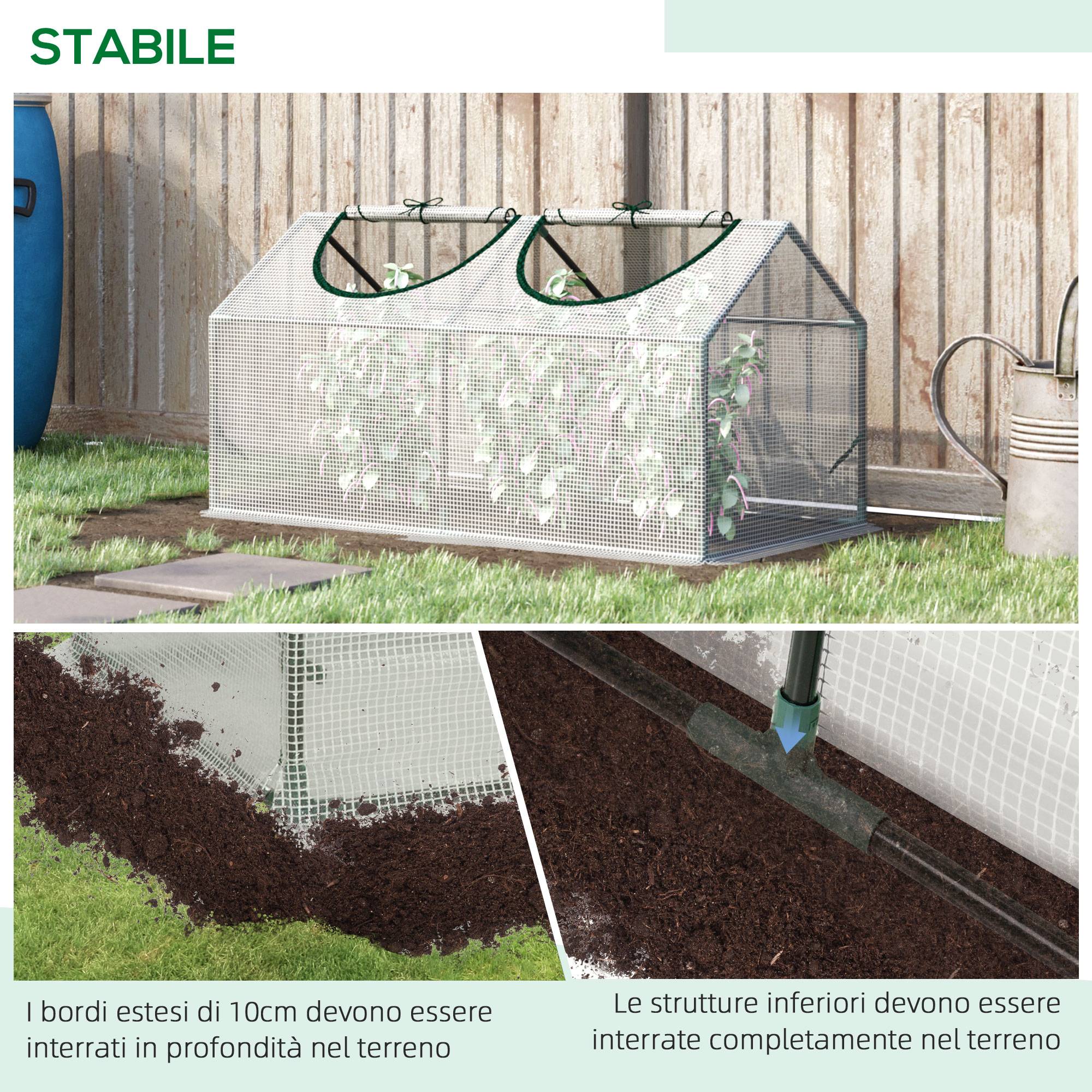 Sans Marque - Serre de jardin 120x60x60 cm bâche polyéthylène tuteurs bords surélevés serre potagère culture légumes fleurs serre compacte blanche jardin - Image 6