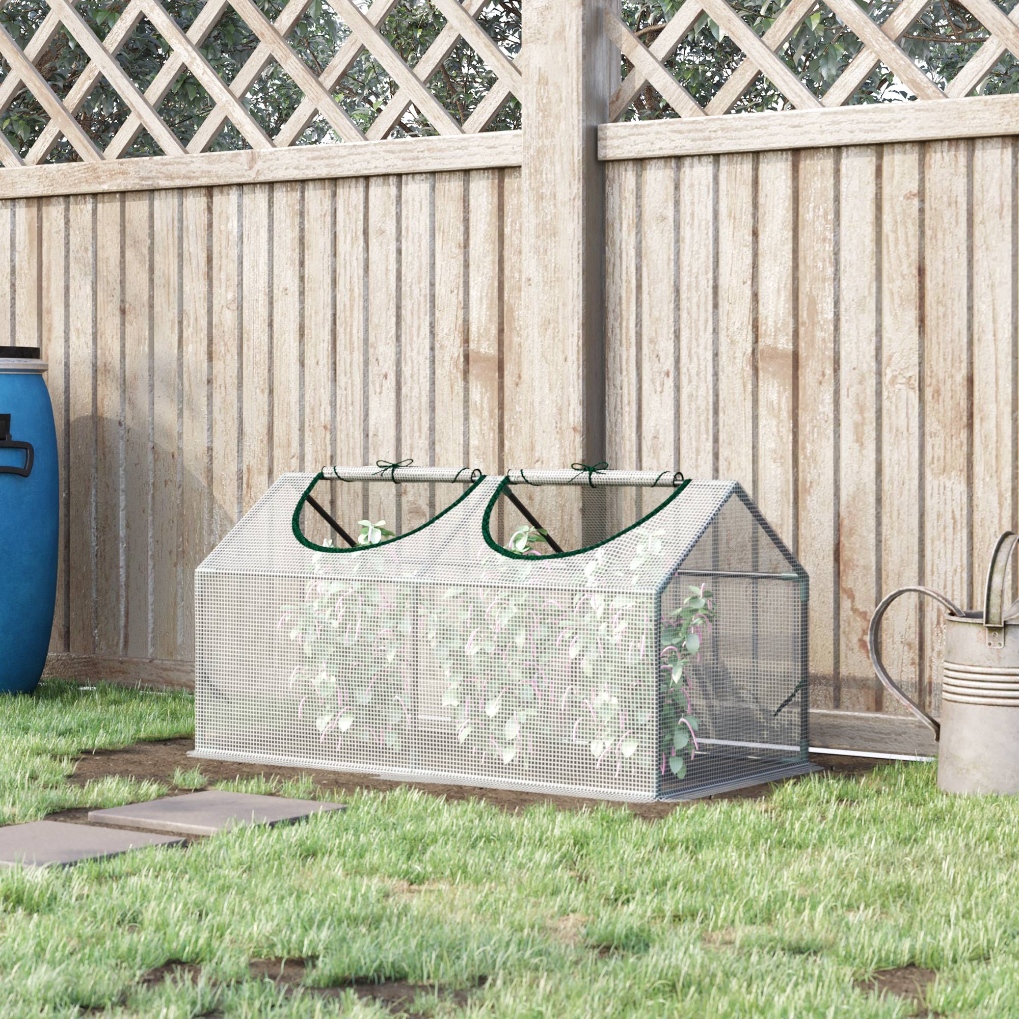 Sans Marque - Serre de jardin 120x60x60 cm bâche polyéthylène tuteurs bords surélevés serre potagère culture légumes fleurs serre compacte blanche jardin - Image 4