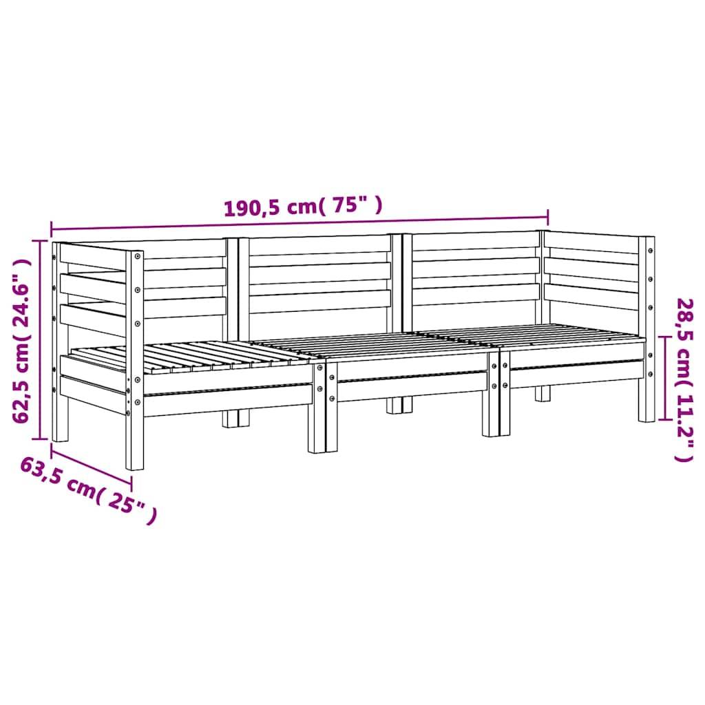 Vidaxl - Canapé de jardin 3 places blanc bois de pin massif vidaXL 838027 - Image 3