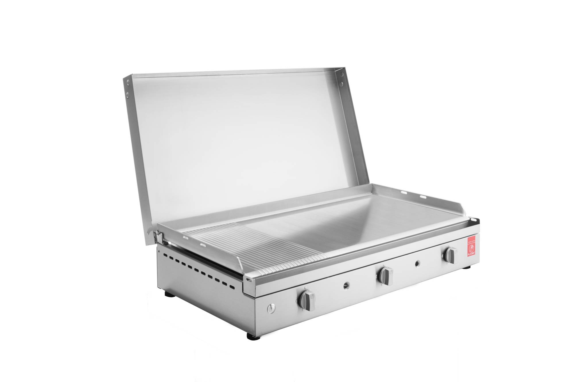 Plancha Planet - Plancha CHEF 80 Lisse Rainurée + Couvercle à Charnières - Image 1