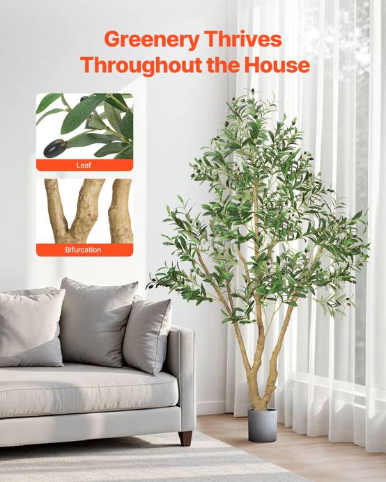 VEVOR Arbre Artificiel Plante Artificielle Faux Olivier 1,8 m Déco d'Intérieur - Image 3