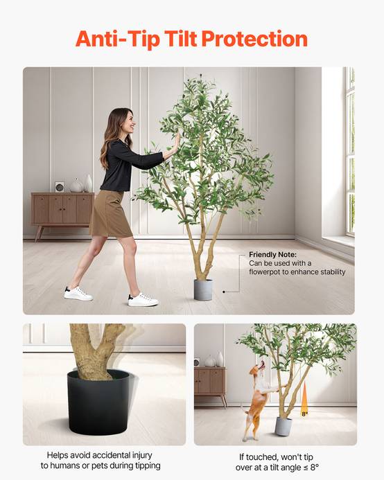 VEVOR Arbre Artificiel Plante Artificielle Faux Olivier 1,8 m Déco d'Intérieur - Image 5