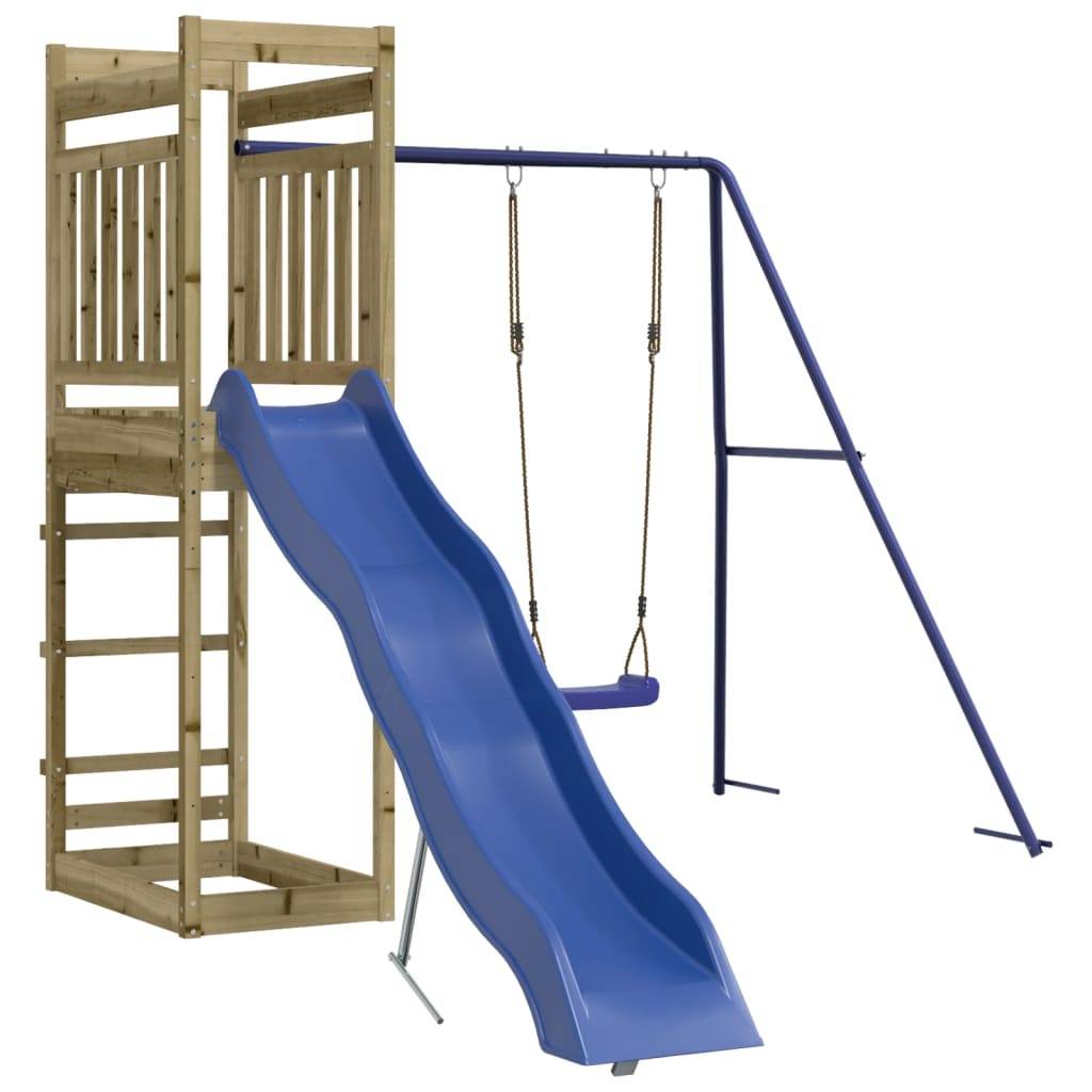 Helloshop26 - Aire de jeux d'extérieur balançoires toboggan portiques robuste jeux jardin 242 x 349 x 207 cm bois de pin imprégné - Image 1