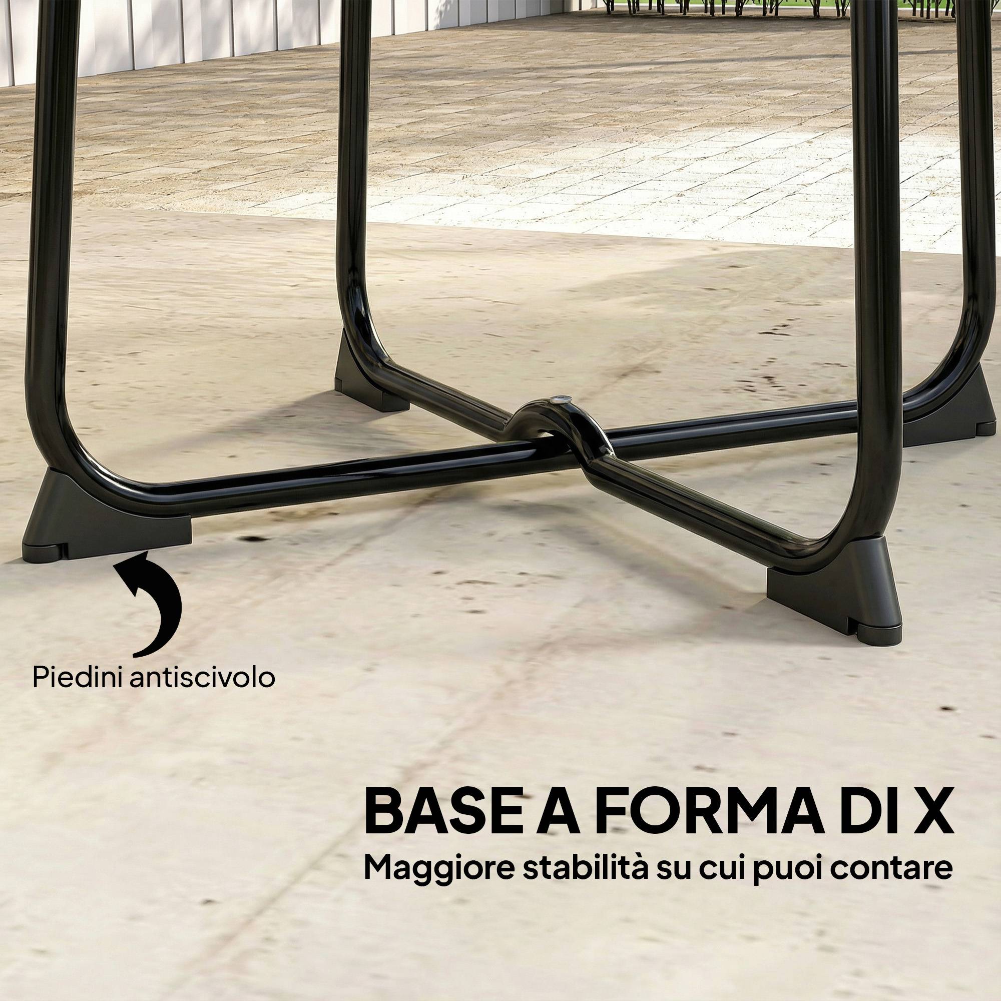 Table basse extérieure ronde 50 cm métal base X pieds antidérapants noire - Image 8