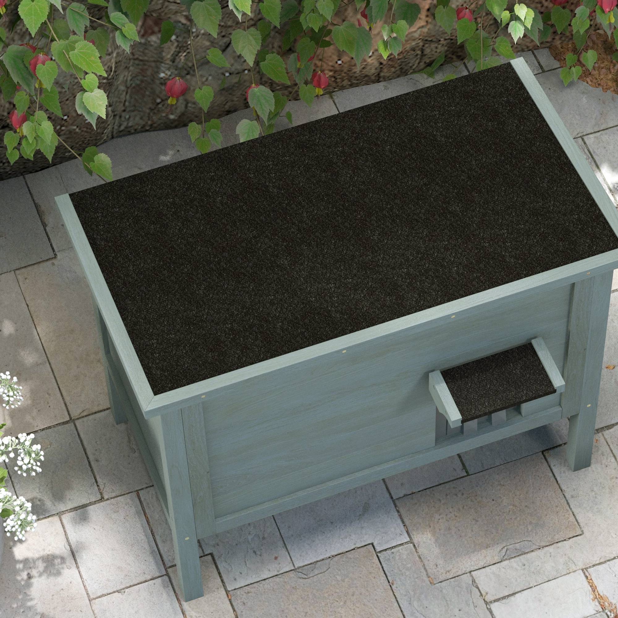 Sans Marque - Maison pour chats niche d'extérieur en bois surélevée avec toit ouvrable isolée 85 x 50 x 68,5 cm gris foncé et noir - Image 10