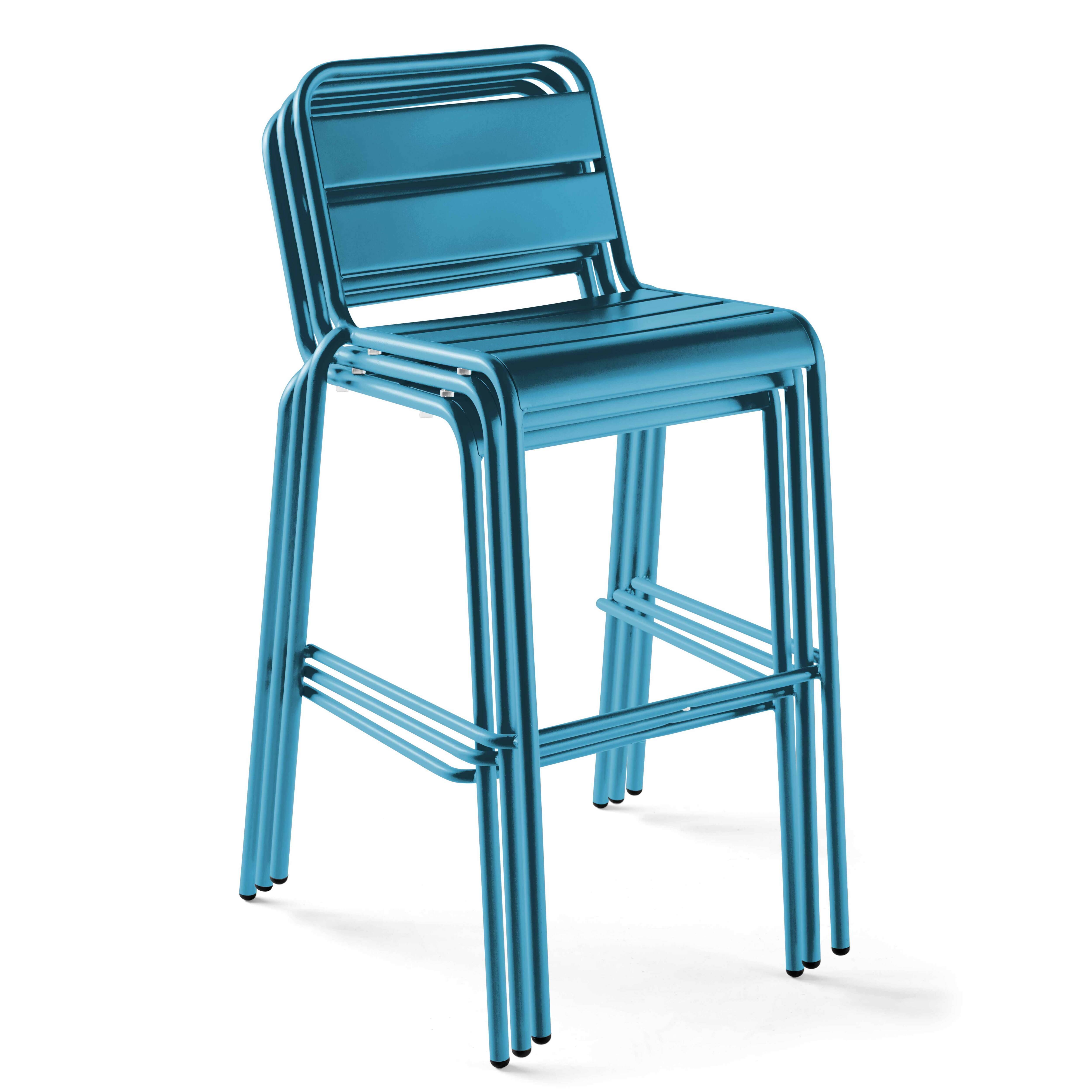 Oviala - Chaise haute de jardin en métal bleu pacific Palavas - Oviala - Image 3
