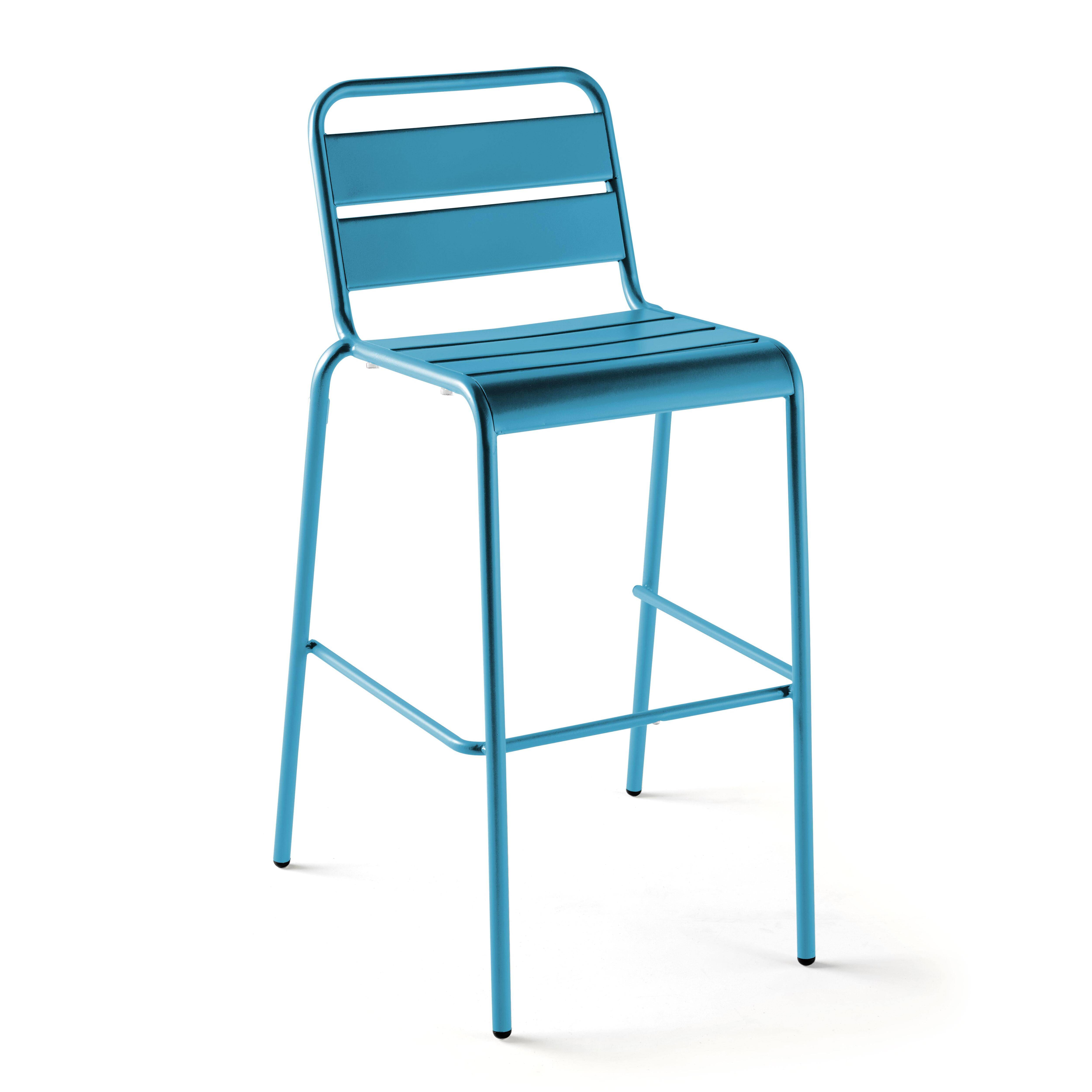 Oviala - Chaise haute de jardin en métal bleu pacific Palavas - Oviala - Image 1