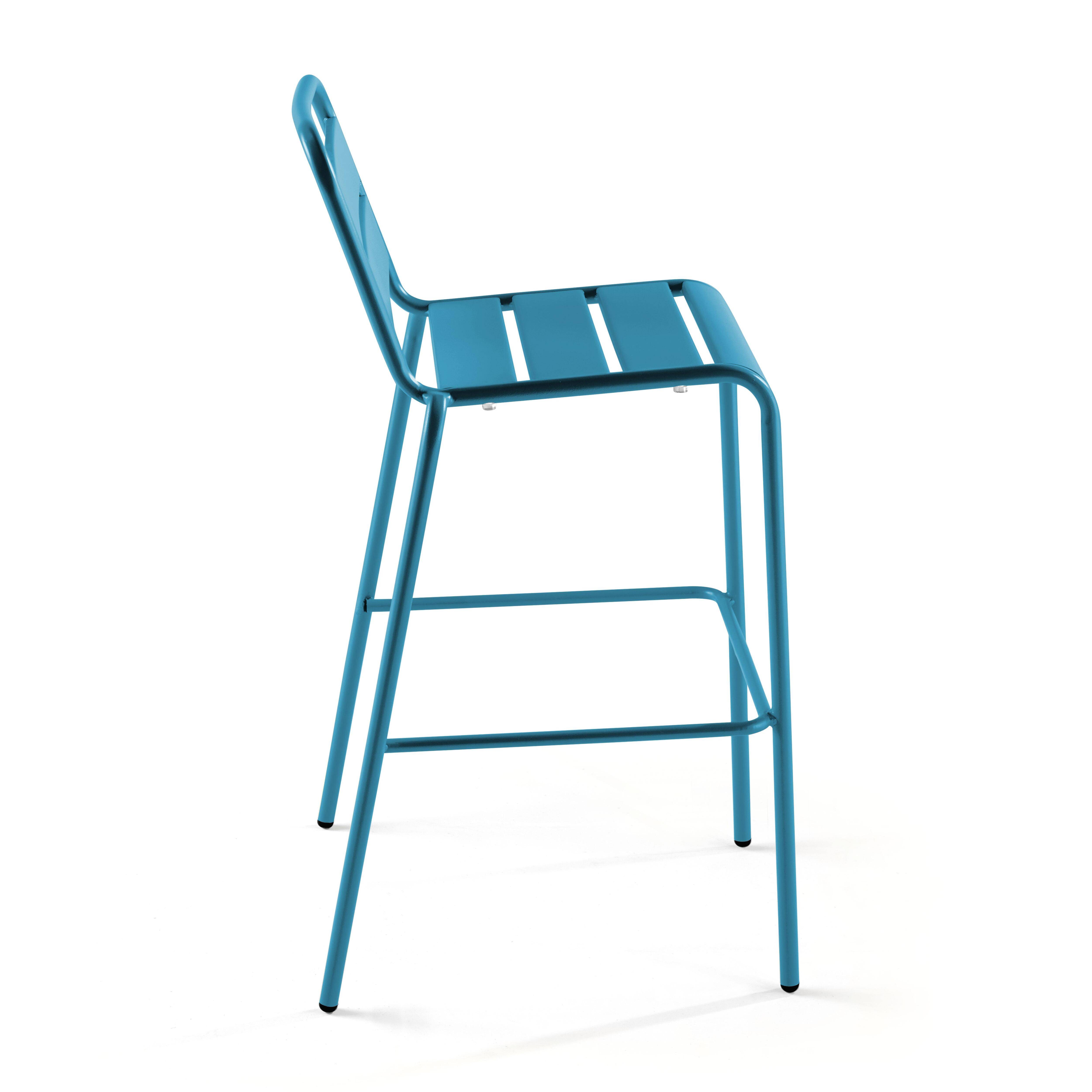 Oviala - Chaise haute de jardin en métal bleu pacific Palavas - Oviala - Image 2