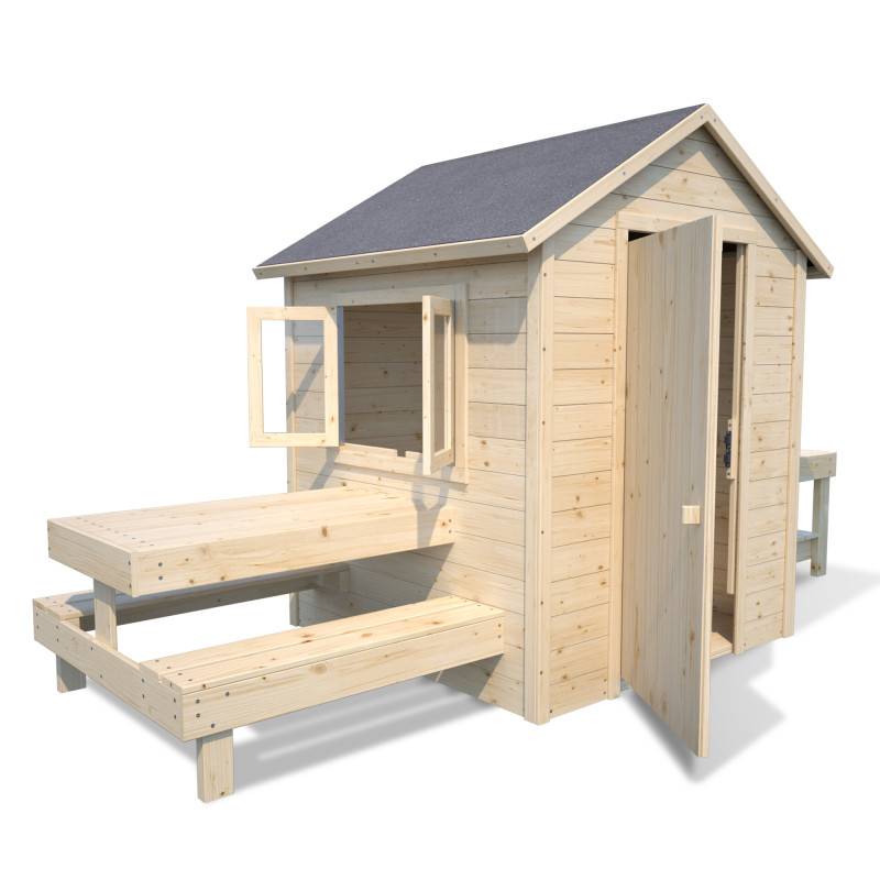 Soulet - Cabane en bois enfant cuisine et table BLANCHE - Image 1