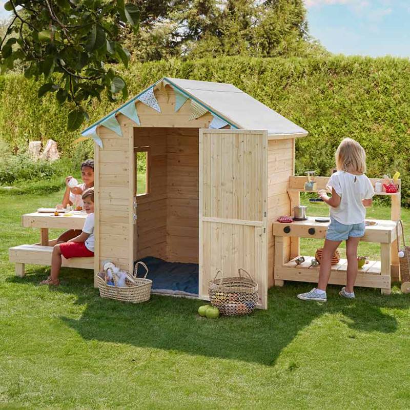 Soulet - Cabane en bois enfant cuisine et table BLANCHE - Image 2