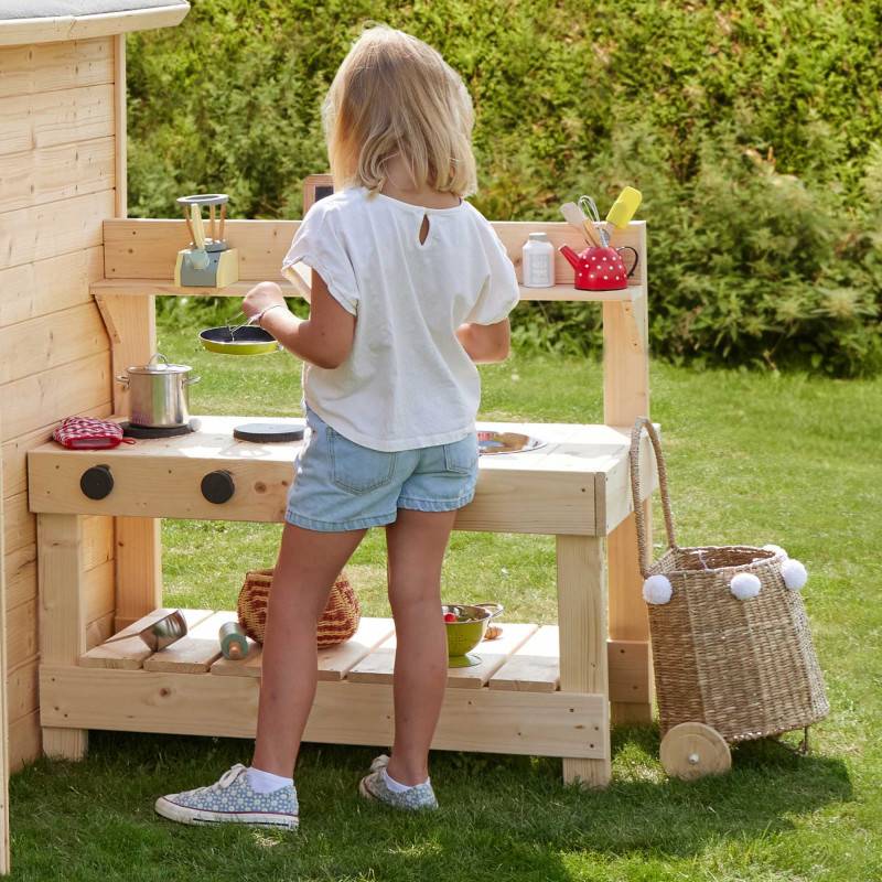 Soulet - Cabane en bois enfant cuisine et table BLANCHE - Image 7
