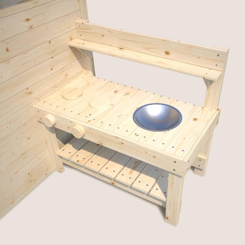 Soulet - Cabane en bois enfant cuisine et table BLANCHE - Image 5