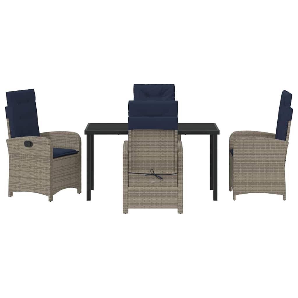 Ensemble table et chaises de jardin 5 pcs en polyrotin pour 4 personnes mobilier extérieur Gris – ComfortXL Outdoor Living - Image 7