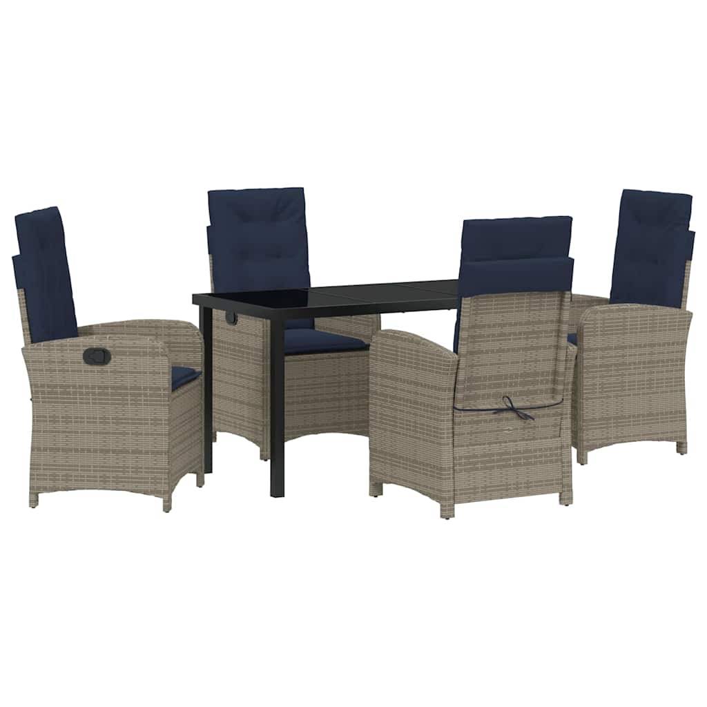 Ensemble table et chaises de jardin 5 pcs en polyrotin pour 4 personnes mobilier extérieur Gris – ComfortXL Outdoor Living - Image 2