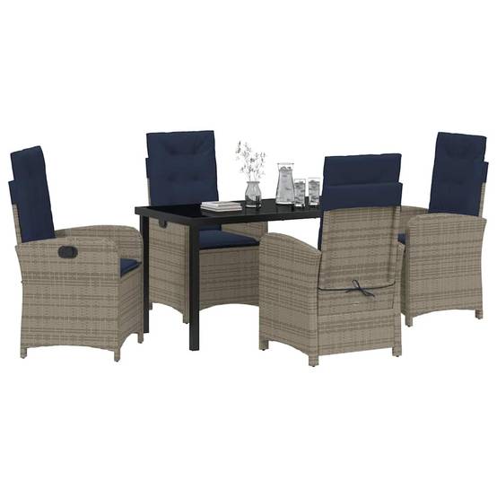 Ensemble table et chaises de jardin 5 pcs en polyrotin pour 4 personnes mobilier extérieur Gris – ComfortXL Outdoor Living - Image 3